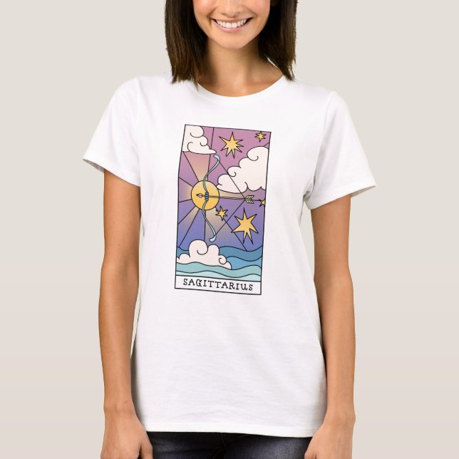 Sagittarius Zodiac Signieren Abstrakte Kunst Vinta T-Shirt (Vorderseite)