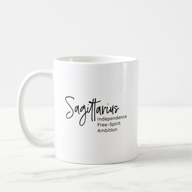 Sagittarius zodiac signiert positive Eigenschaft Kaffeetasse (Links)