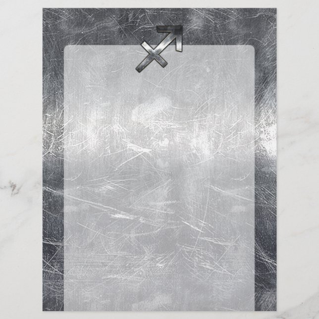 Sagittarius Zodiac Silver Distressed Steel look (Vorderseite)