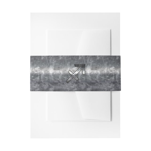 Sagittarius Zodiac Silver Distressed Steel look Einladungsbanderole (Vorderseite Beispiel)