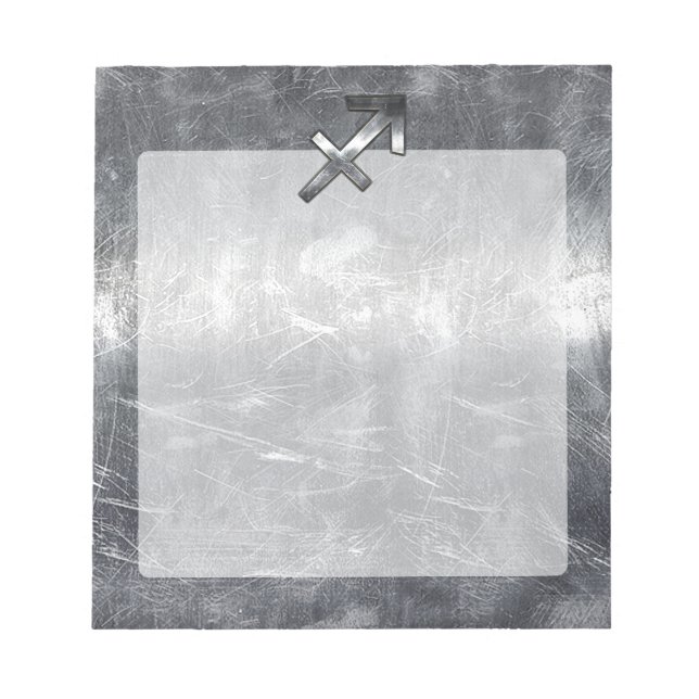 Sagittarius Zodiac Silver Distressed Steel look Notizblock (Vorderseite)
