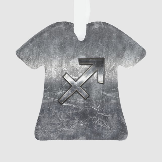 Sagittarius Zodiac Silver Distressed Steel look Ornament (Vorderseite)