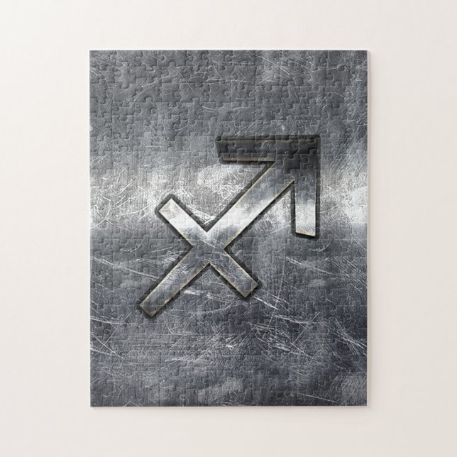 Sagittarius Zodiac Silver Distressed Steel look Puzzle (Vertikal)