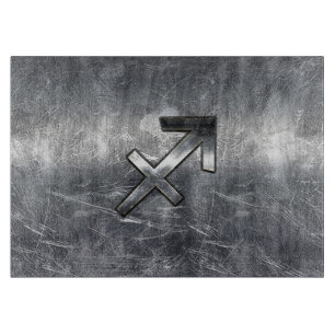 Sagittarius Zodiac Silver Distressed Steel look Schneidebrett
