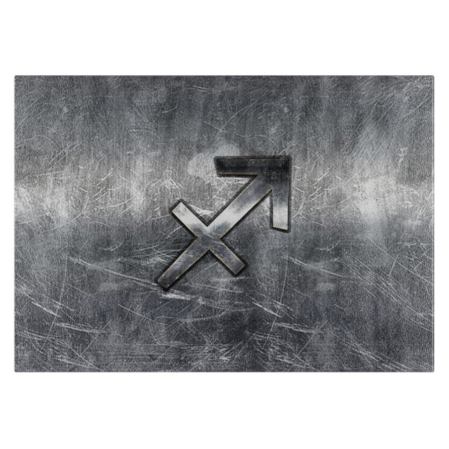 Sagittarius Zodiac Silver Distressed Steel look Schneidebrett (Vorderseite)
