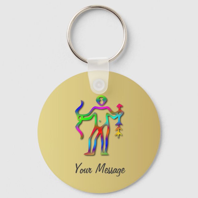 Sagittarius Zodiac Star Sign Rainbow Gold Schlüsse Schlüsselanhänger (Vorderseite)