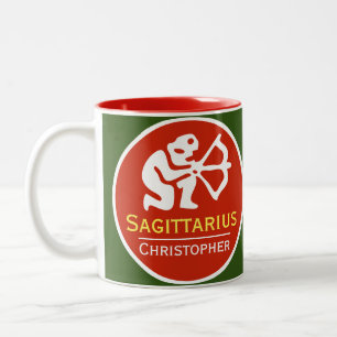 Sagittarius Zodiac Star-Zeichen mit dem Namen des  Zweifarbige Tasse