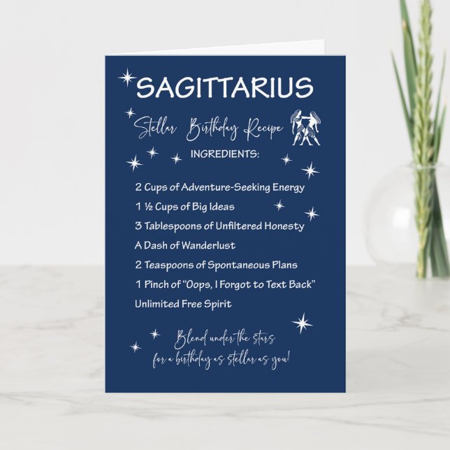 Sagittarius Zodiac Stellar Birthday Recipe Karte (Vorderseite)
