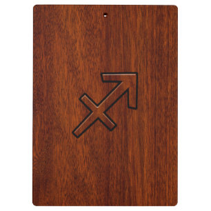 Sagittarius Zodiac Symbol auf Mahogany Holzdekorat Klemmbrett