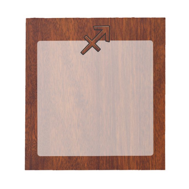 Sagittarius Zodiac Symbol auf Mahogany Holzdekorat Notizblock (Vorderseite)