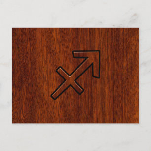 Sagittarius Zodiac Symbol auf Mahogany Holzdekorat Postkarte