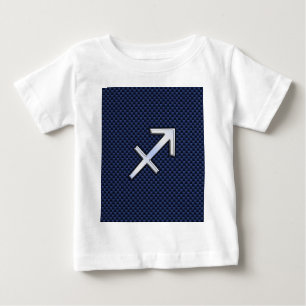 Sagittarius Zodiac Symbol Blue Carbon Fibre Print Baby T-shirt