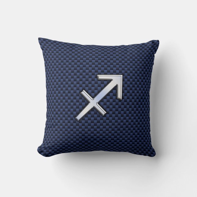 Sagittarius Zodiac Symbol Blue Carbon Fibre Print Kissen (Vorderseite)