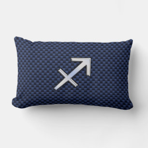 Sagittarius Zodiac Symbol Blue Carbon Fibre Print Lendenkissen