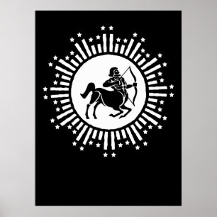 Sagittarius Zodiac-Symbol mit Sternexplosion Poster