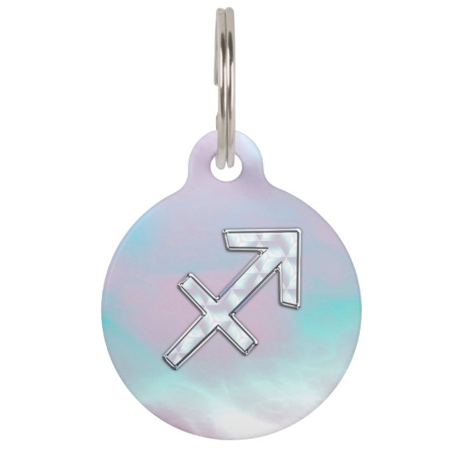 Sagittarius Zodiac Symbol Mutter von Pearl Style Haustiermarke (Vorderseite)