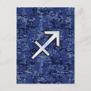 Sagittarius Zodiac Symbol NavyDigital Camouflage Postkarte