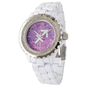 Sagittarius Zodiac Symbol Pink Camouflage Dial Armbanduhr