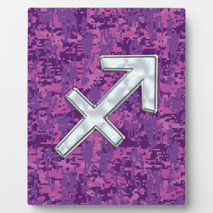 Sagittarius Zodiac Symbol Pink Digital Camouflage Fotoplatte
