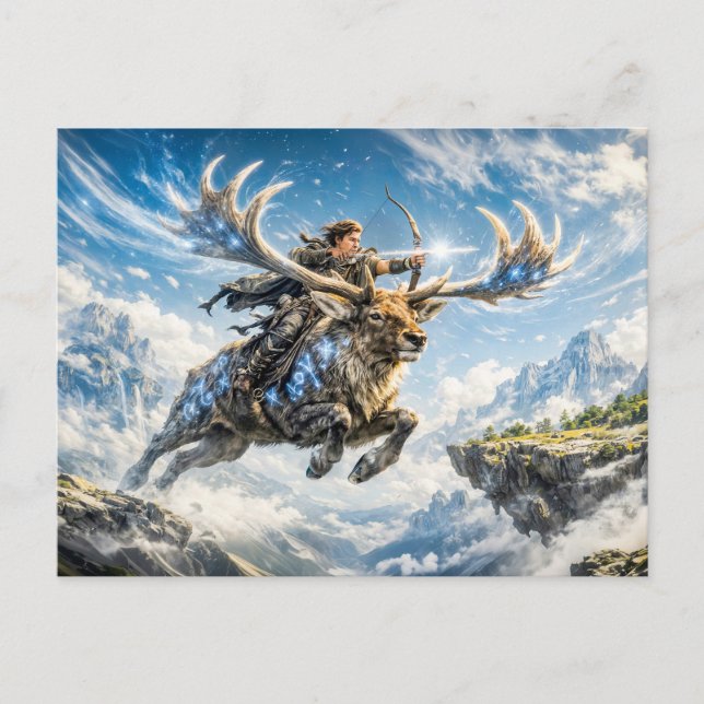 Sagittarius Zodiac with Warrior Riding a Majestic  Postkarte (Vorderseite)
