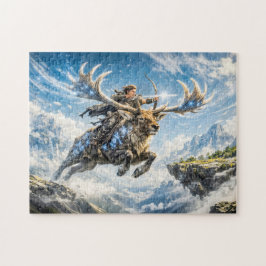 Sagittarius Zodiac with Warrior Riding a Majestic Puzzle