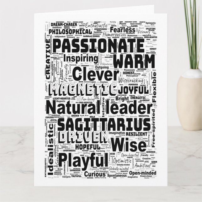 Sagittarius Zodiac Word Cloud Inspiration Karte (Vorderseite)