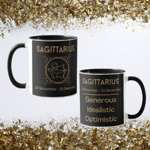 Sagittarius Zodiac Zeichen mit Symbol und Eigensch Tasse