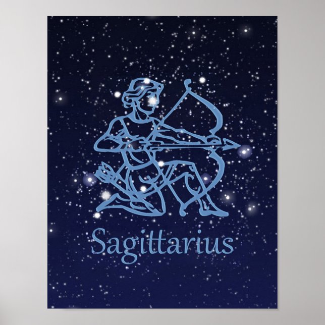 Sagittarius Zodiac-Zeichen und Konstellation Poster (Vorne)