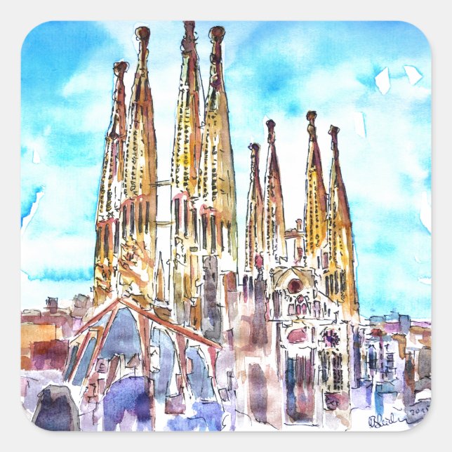 Sagrada Familia Barcelona Quadratischer Aufkleber (Vorderseite)