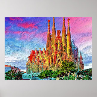 Sagrada Familia, Barcelona, Spanien, Poster