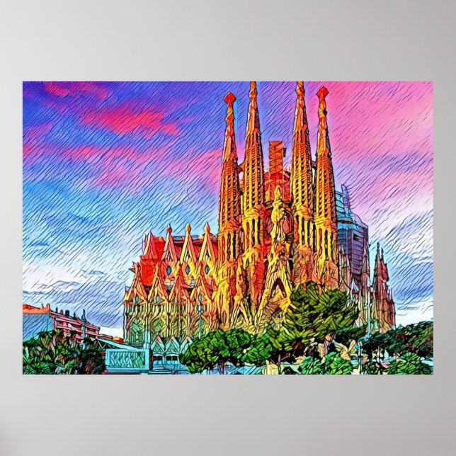Sagrada Familia, Barcelona, Spanien, Poster (Vorne)