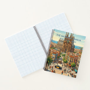 Sagrada Familia Barcelona Spanien Reise Kunst Vint Notizbuch