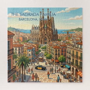 Sagrada Familia Barcelona Spanien Reise Kunst Vint Puzzle