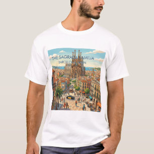 Sagrada Familia Barcelona Spanien Reise Kunst Vint T-Shirt