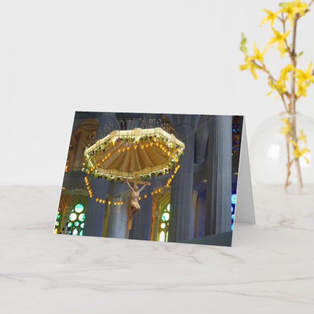 Sagrada Familia Crucifix, Barcelona, Spanien - Karte (Gelbe Blume)