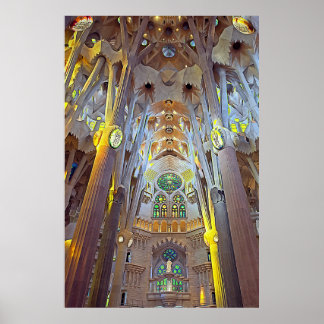 Sagrada Familia Innenraum Barcelona Neutrales Druc Poster