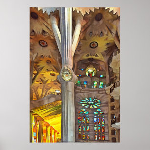 Sagrada Familia. Innenseite. Ansicht 11. Poster
