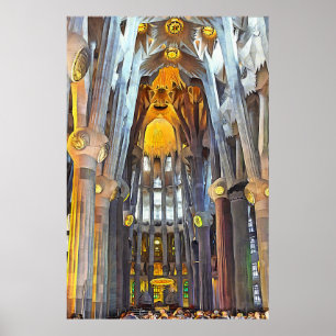Sagrada Familia. Innenseite. Ansicht 15. Poster