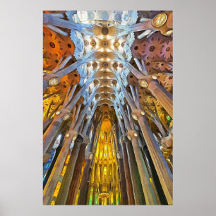 Sagrada Familia. Innenseite. Ansicht 21. Poster