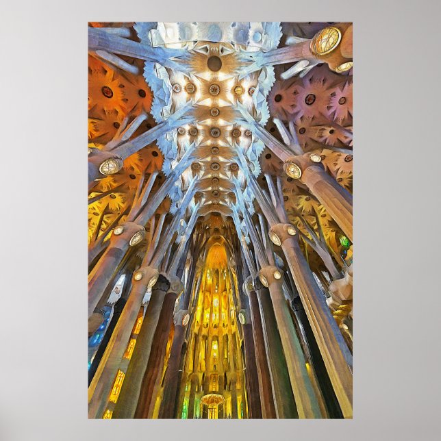 Sagrada Familia. Innenseite. Ansicht 21. Poster (Vorne)
