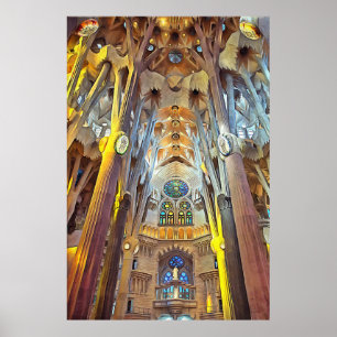 Sagrada Familia. Innenseite. Ansicht 29. Poster