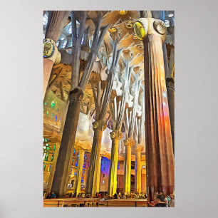 Sagrada Familia. Innenseite. Ansicht 9. Poster