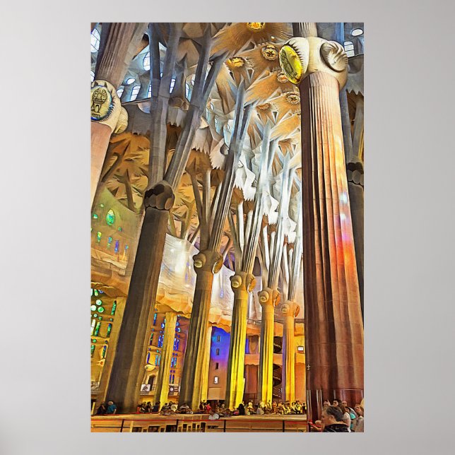 Sagrada Familia. Innenseite. Ansicht 9. Poster (Vorne)