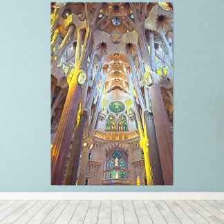 Sagrada Familia Interior Barcelona Neutral Print Leinwanddruck