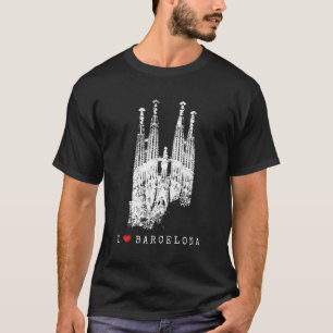Sagrada Familia Skyline Spanien Fan I Liebe Barcel T-Shirt
