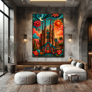Sagrada Familia Sonnen- und Mondtraumlandschaft Poster