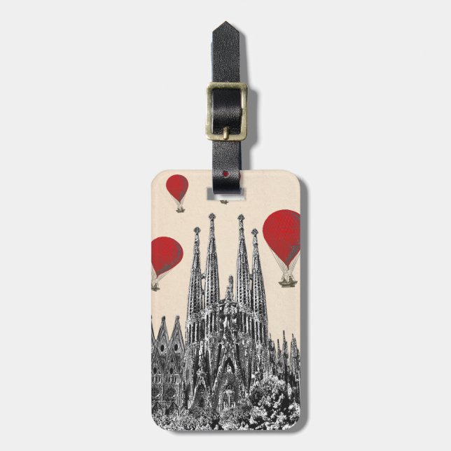 Sagrada Familia und Red Hot Air Balloons 2 Gepäckanhänger (Vorderseite vertikal)