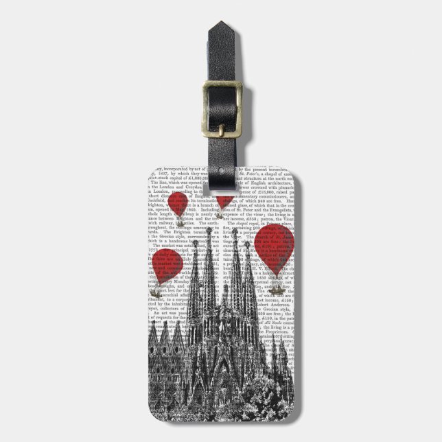 Sagrada Familia und Red Hot Air Balloons Gepäckanhänger (Vorderseite vertikal)