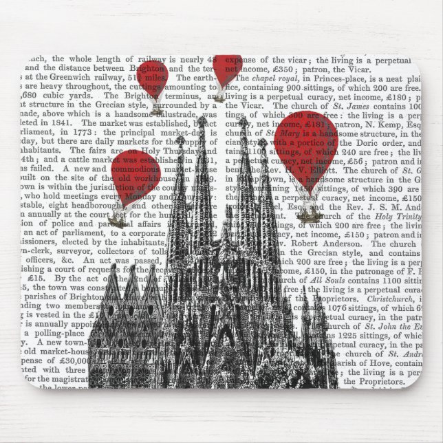 Sagrada Familia und Red Hot Air Balloons Mousepad (Vorne)