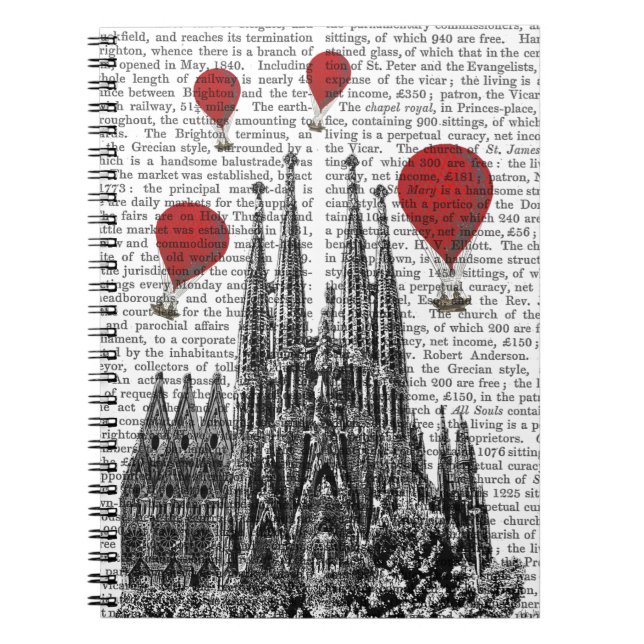 Sagrada Familia und Red Hot Air Balloons Notizblock (Vorderseite)